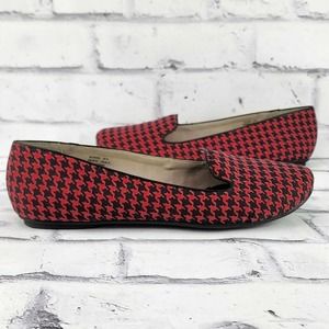 LL Bean Ballet Flats Women's Size 8.5 Red & Black Houndstooth